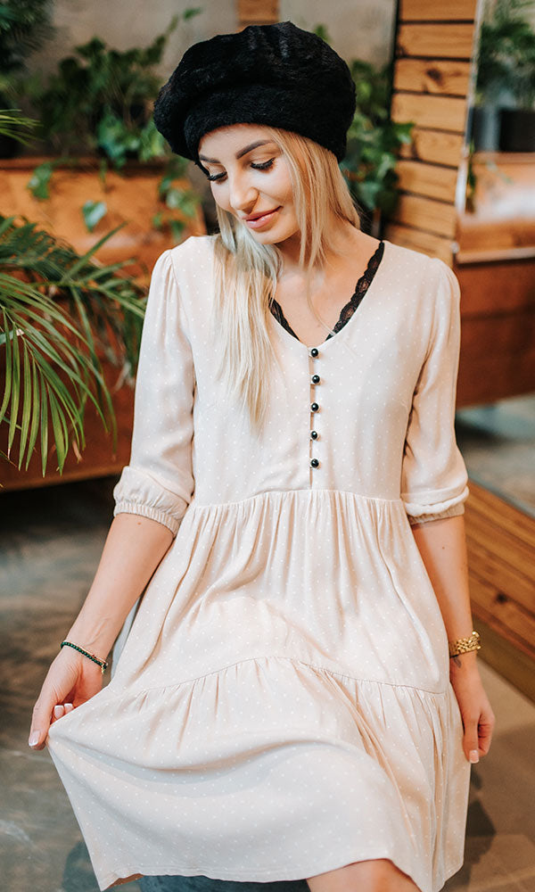 robe de grossesse et allaitement couleur latte col V parfait pour la grossesse et après