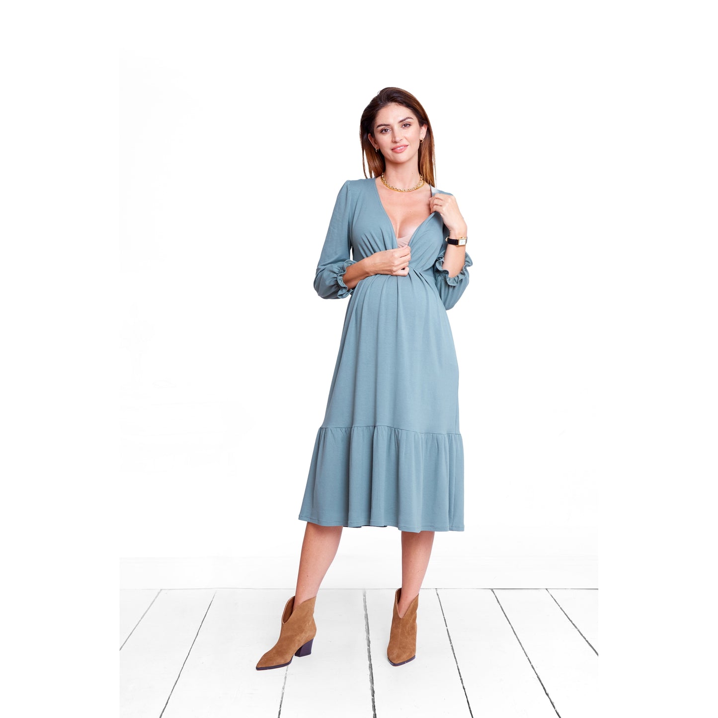 robe pistache féminine et belle parfait pour allaitement maternel