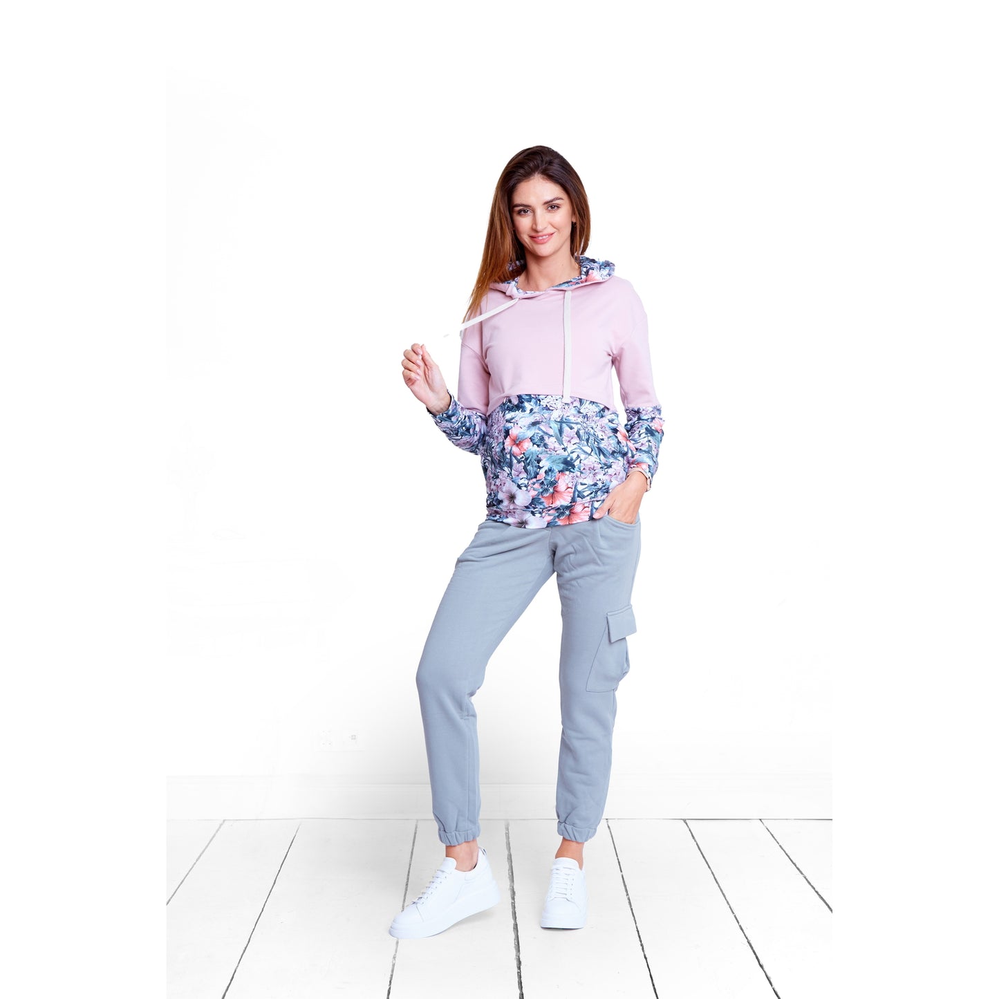 pull de grossesse en coton floral chic parfait pour l'allaitement