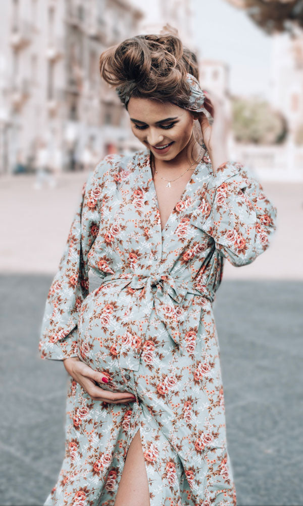 robe de grossesse kimono bleu très belle parfait pour allaitement