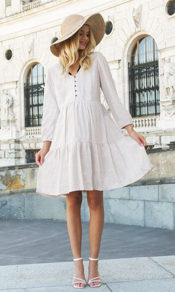 robe de grossesse et allaitement couleur latte col V parfait pour la grossesse et après