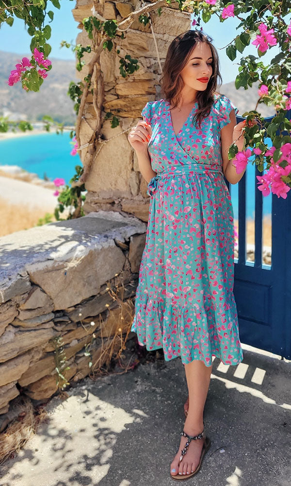 Robe de grossesse portefeuille – Imprimé léopard pastel
