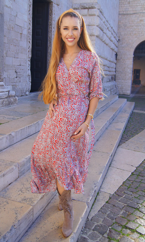 robe de grossesse légère manche 3/4 et motif floral