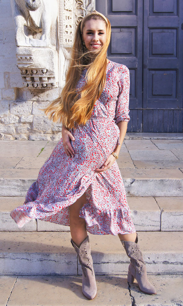 robe de grossesse légère manche 3/4 et motif floral