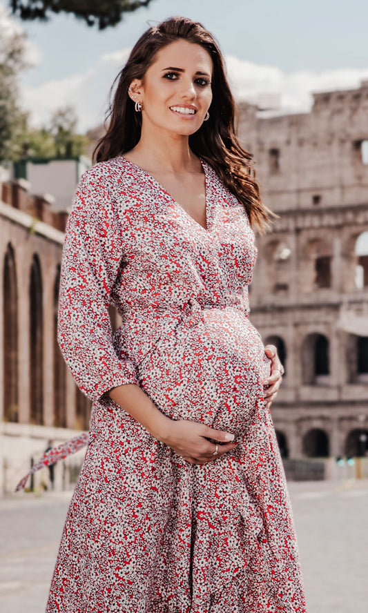 robe de grossesse légère manche 3/4 et motif floral