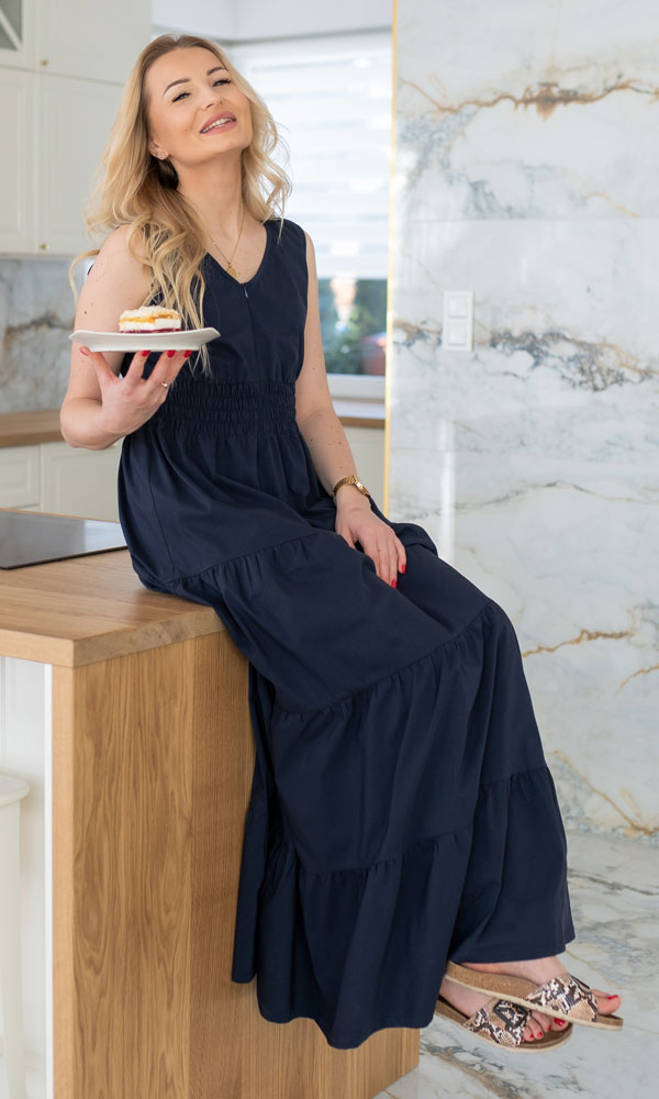 Robe de grossesse et d'allaitement bleue