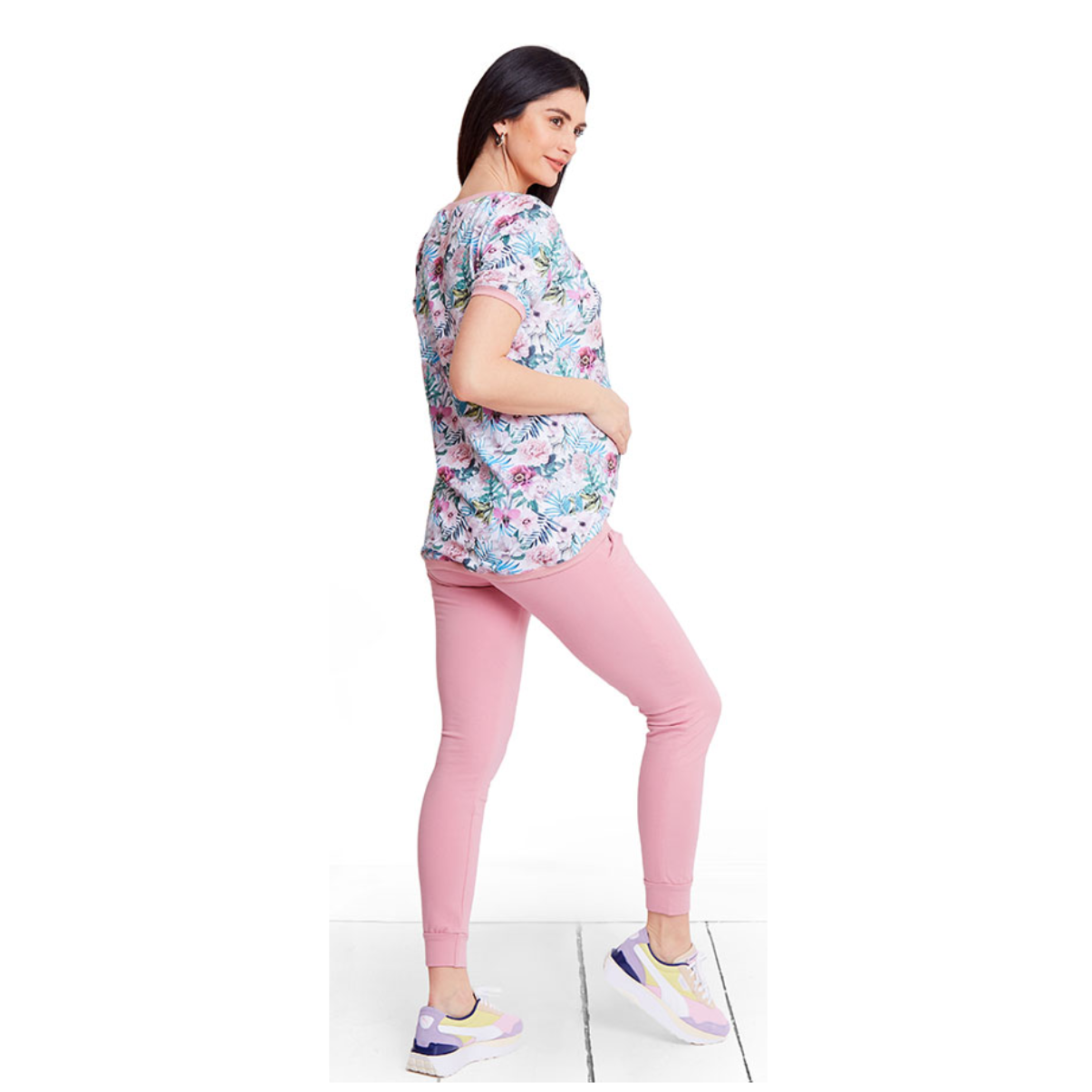 haut de grossesse floral avec fermeture éclair