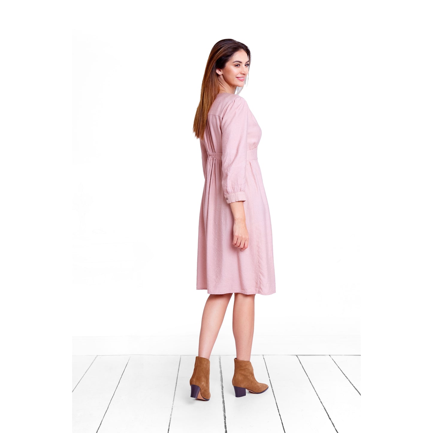 robe poudré de grossesse et allaitement longueur genou col V 