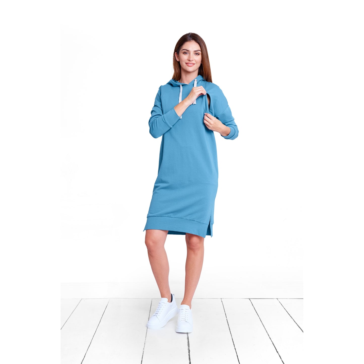 tunique bleu grossesse et allaitement en coton
