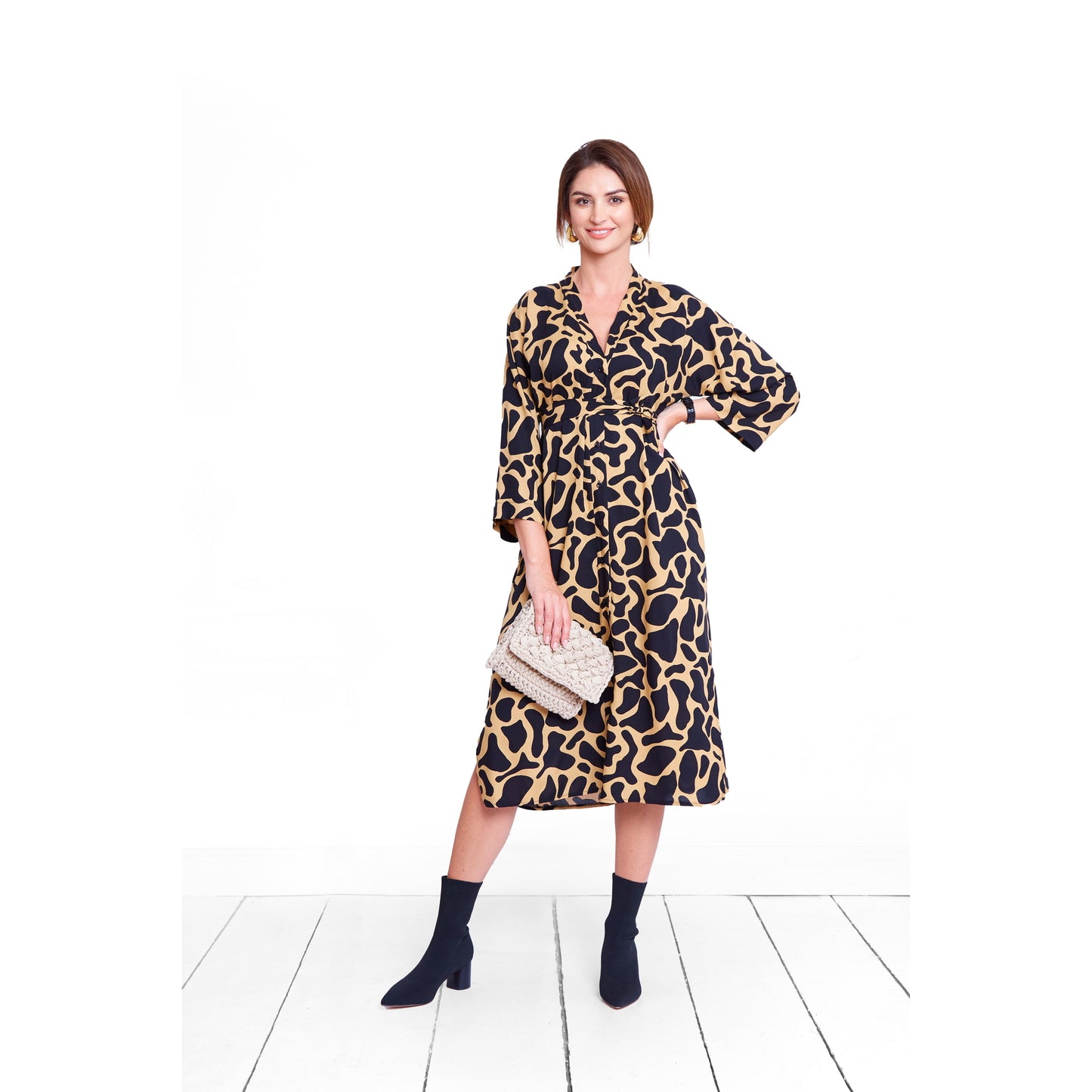 robe de grossesse kimono imprimé animal original et tendance en viscose parfait pour l'allaitement