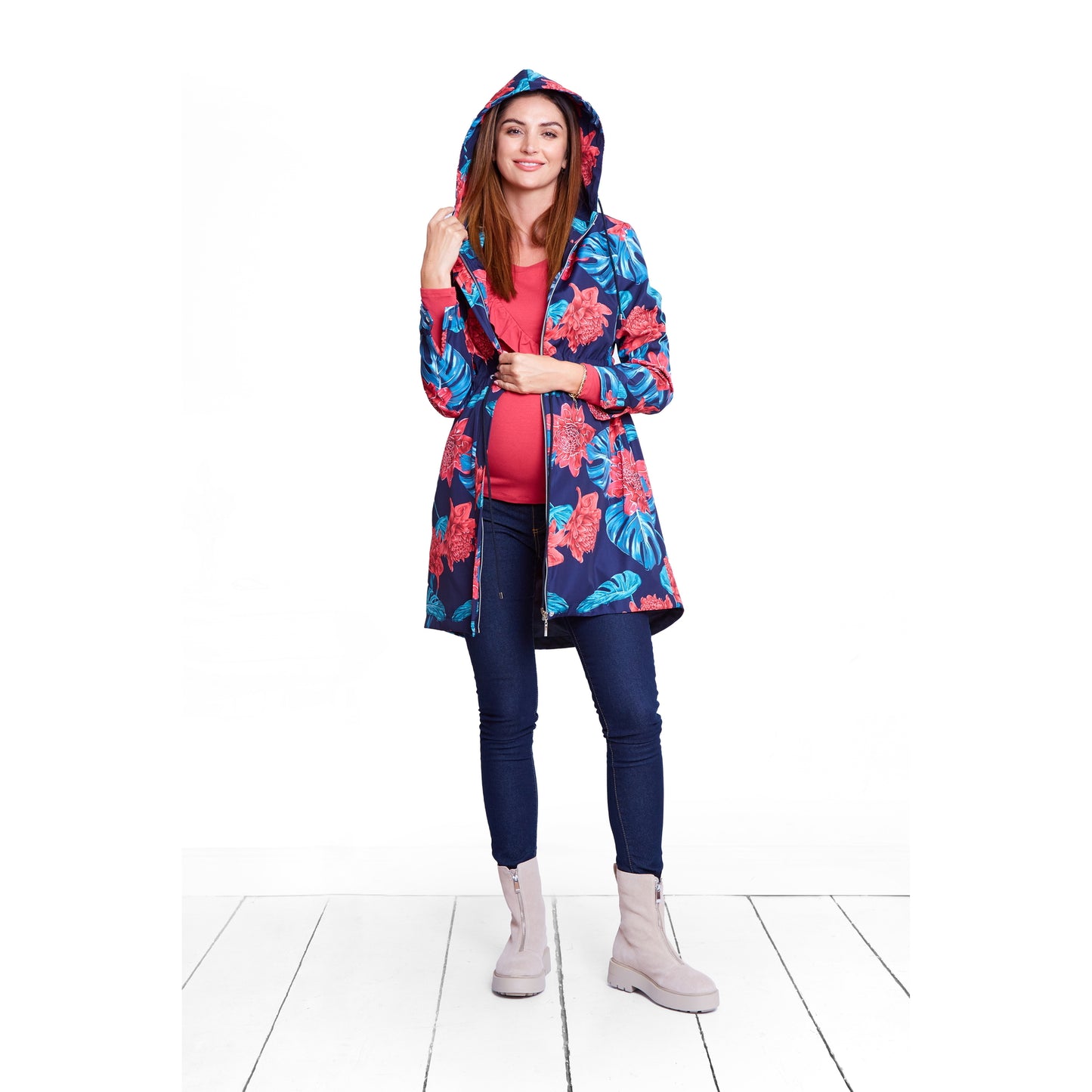 parka de grossesse et maternité chic floral styléparka de grossesse et maternité chic floral stylé