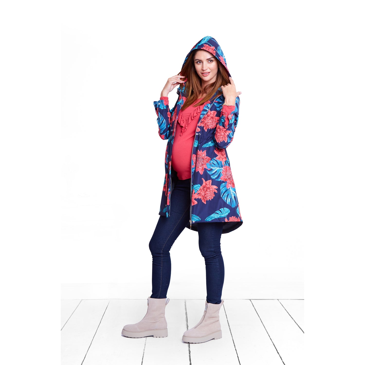 parka de grossesse et maternité chic floral stylé