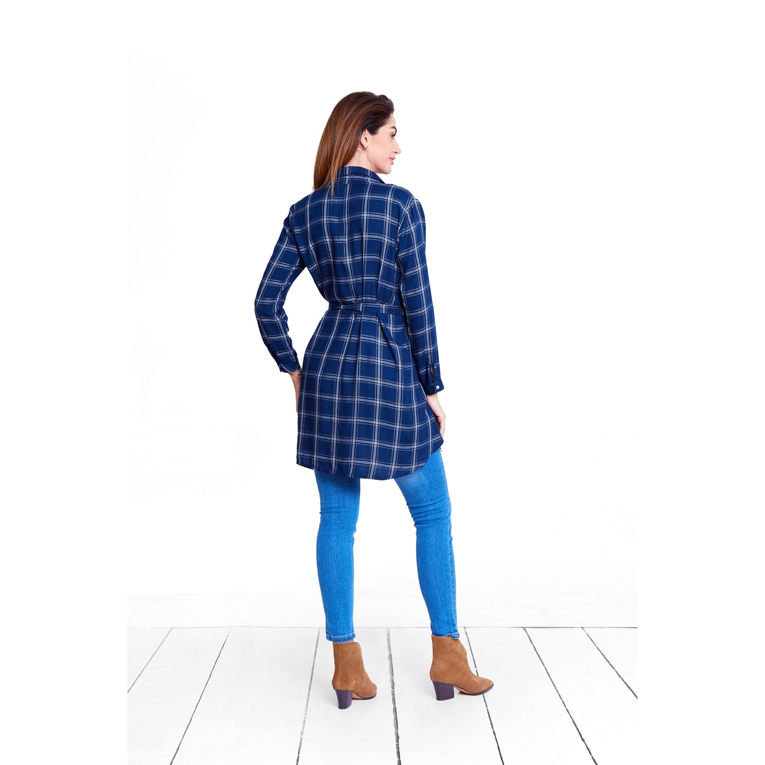 chemisier long bleu parfait pour allaitement et grossesse