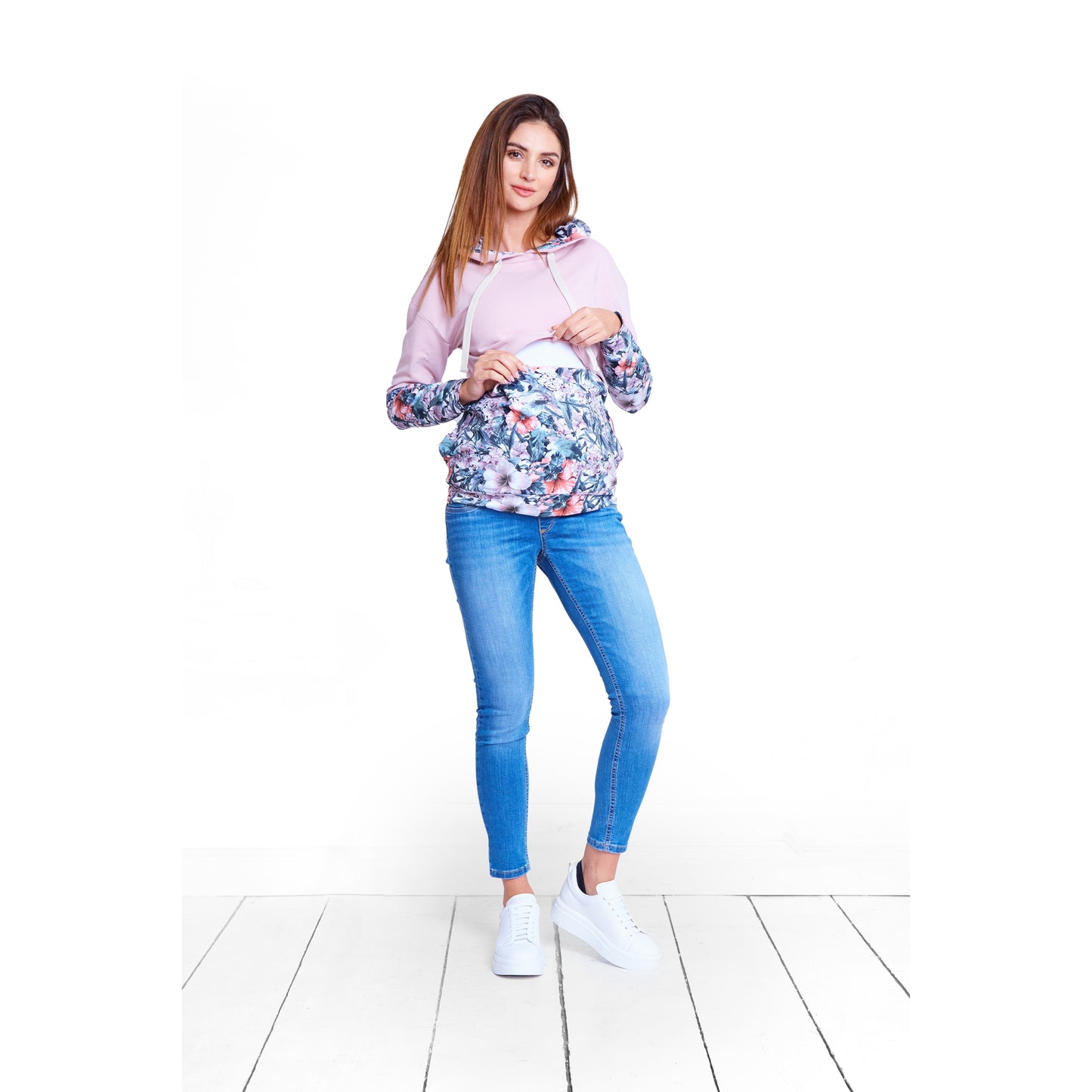 pull de grossesse en coton floral chic parfait pour l'allaitement