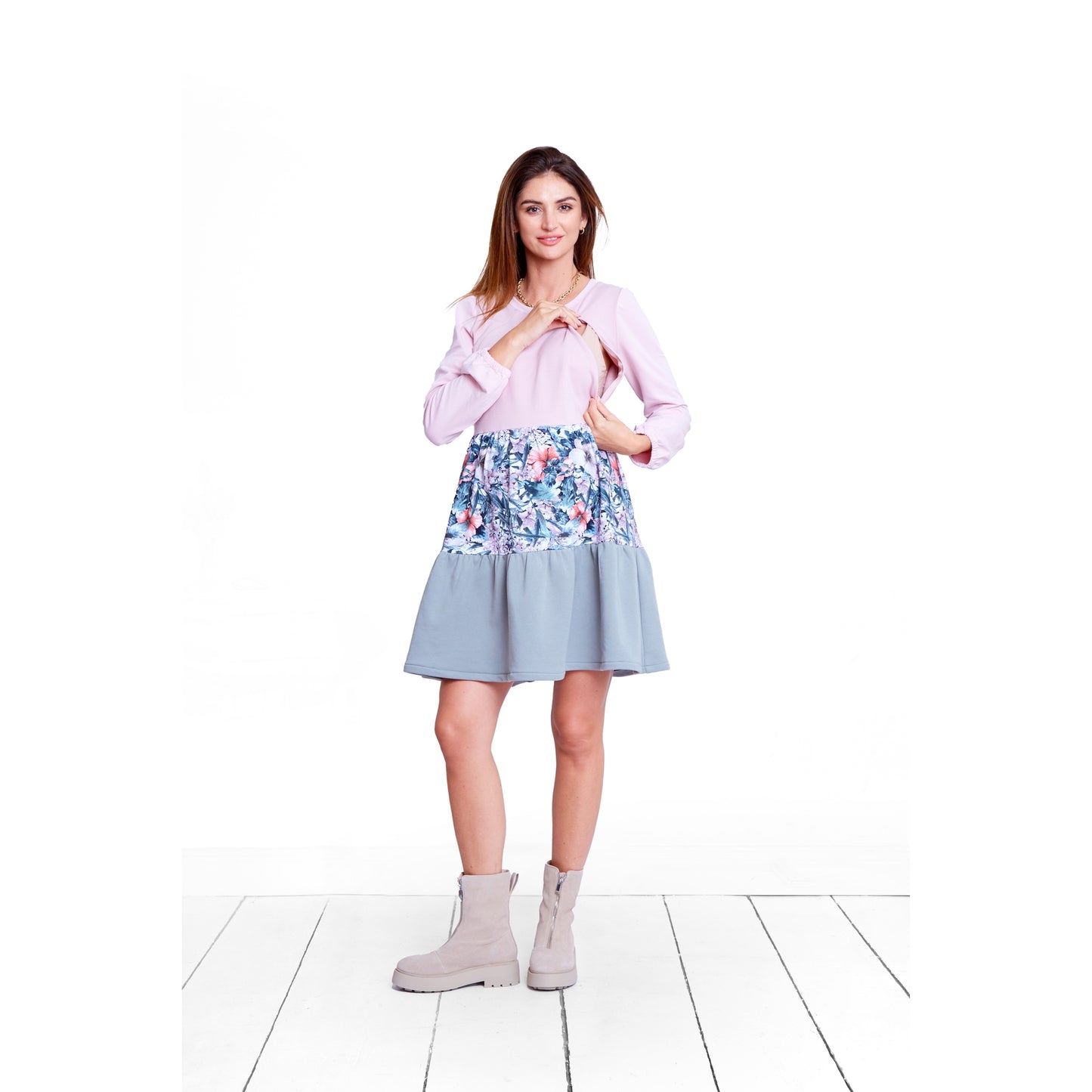 robe de grossesse oversize motif floral chic parfait pour allaitement