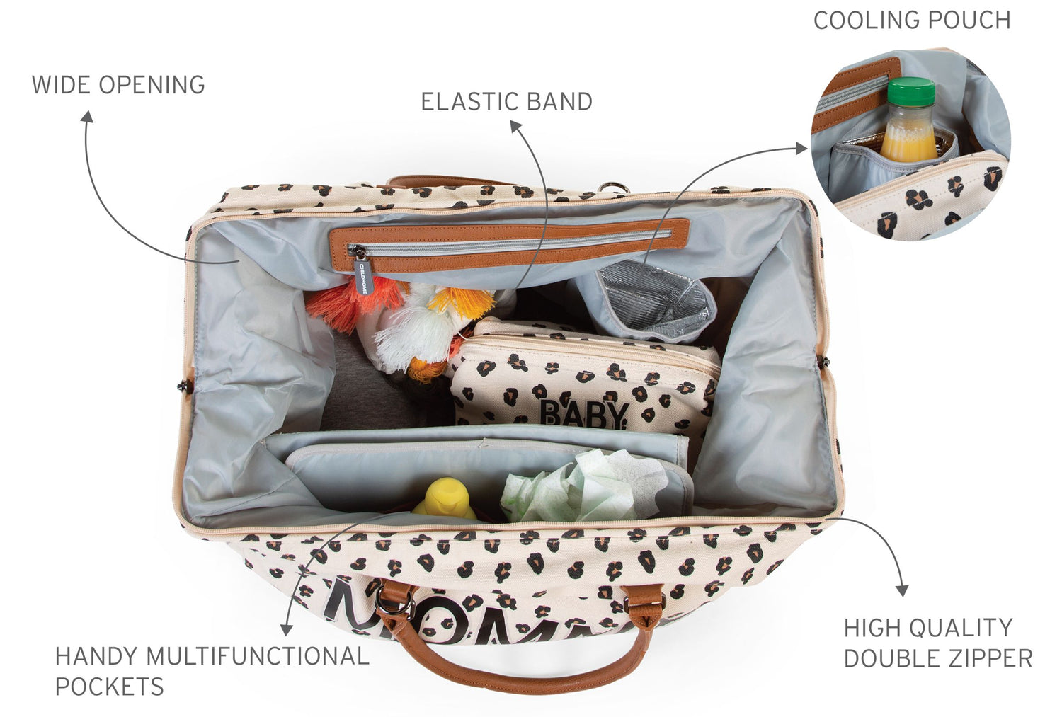 intérieur sac à langer MOMMY BAG LEOPARD - haute qualité - ma Graine de Cigogne