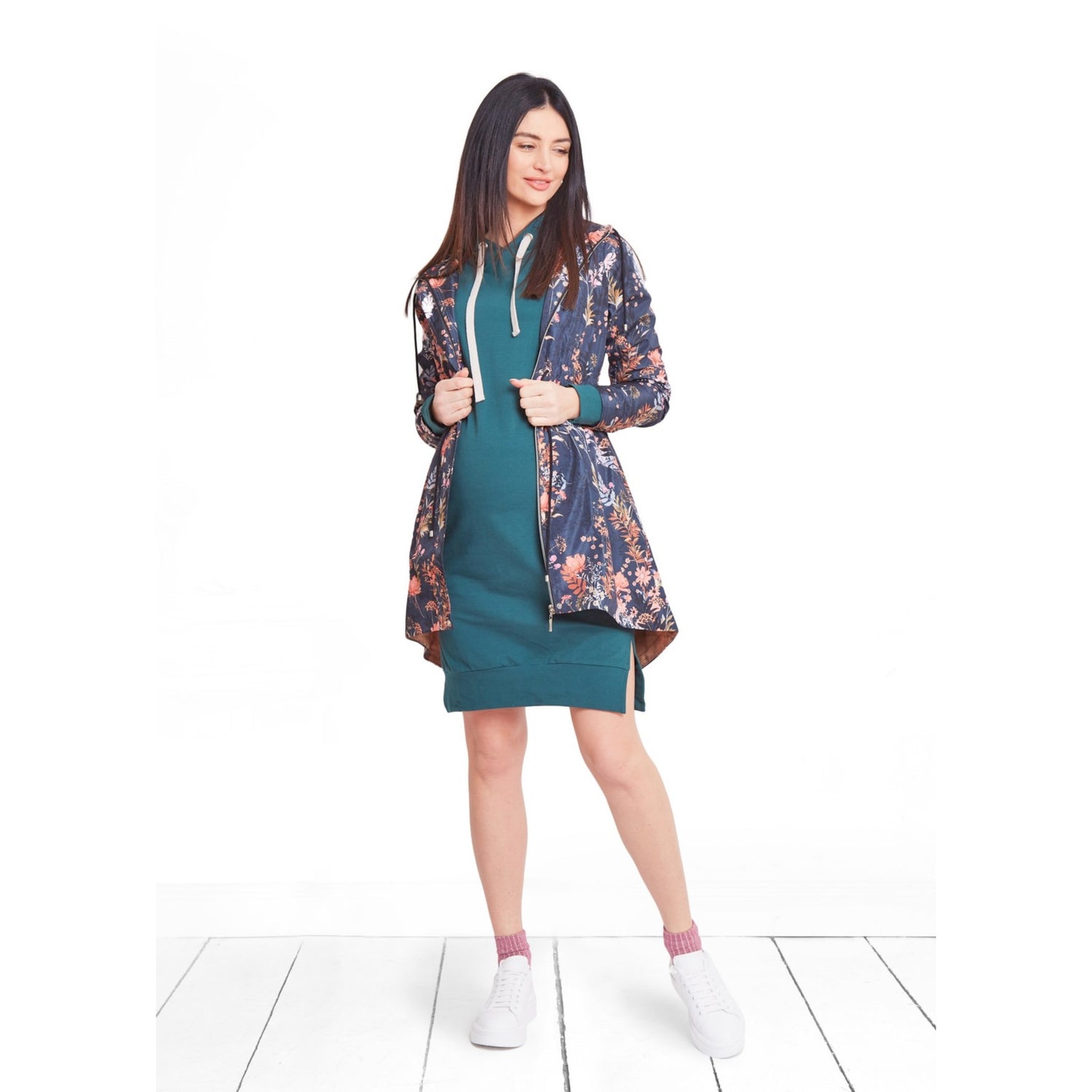 parka de grossesse et post grossesse motif floral
