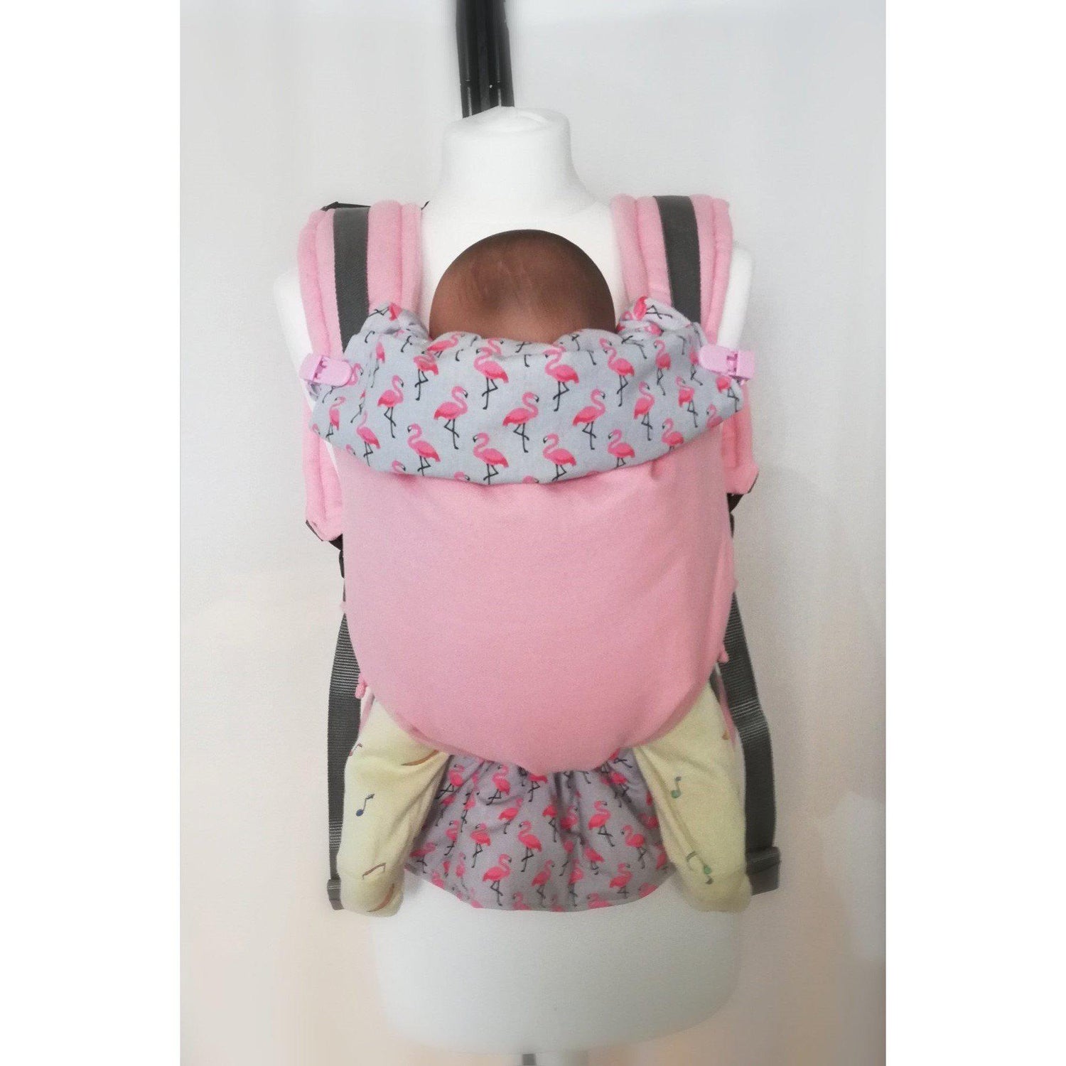 Porte-bébé physiologique FLAMANDS ROSES 100% coton bio - accessoire maternité - ma Graine de Cigogne