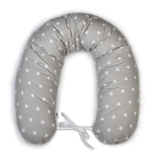 maternité - grossesse - coussin d'allaitement gris - 100% coton - coussin d'allaitement haut de gamme - ma Graine de Cigogne