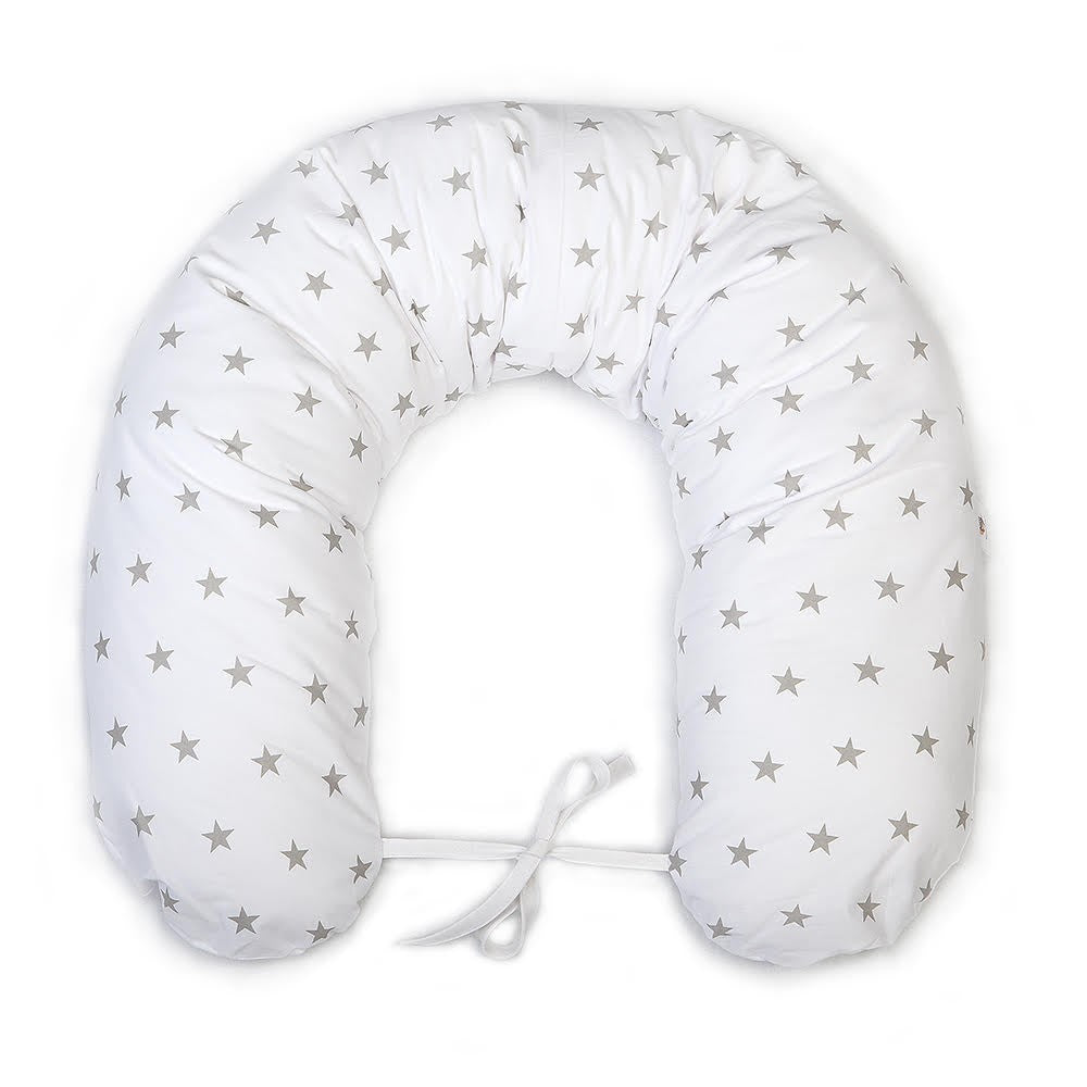 maternité - grossesse - coussin d'allaitement gris - 100% coton - coussin d'allaitement haut de gamme - ma Graine de Cigogne