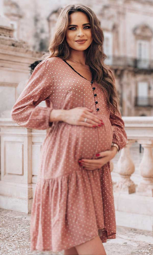 robe de grossesse et allaitement viscose rose