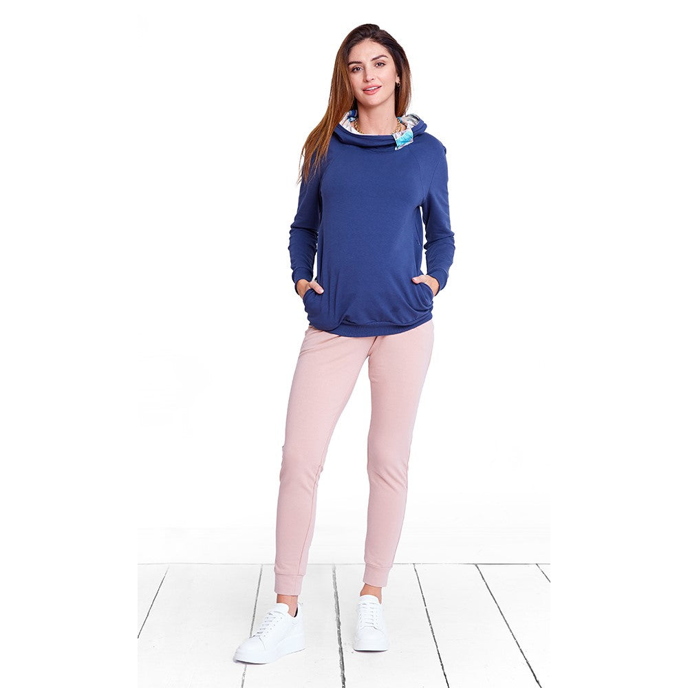 pull de grossesse et d'allaitement à capuche