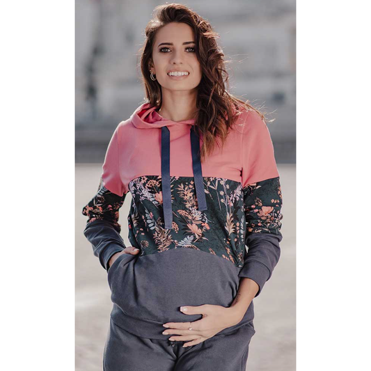 sweat à capuche spécial grossesse avec une fermeture éclair pour un allaitement discret et confortable