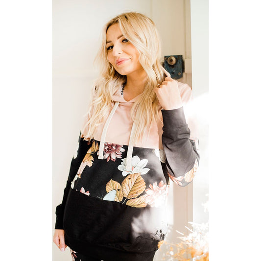 pull de grossesse à motif fleur et adapté pour l'allaitement