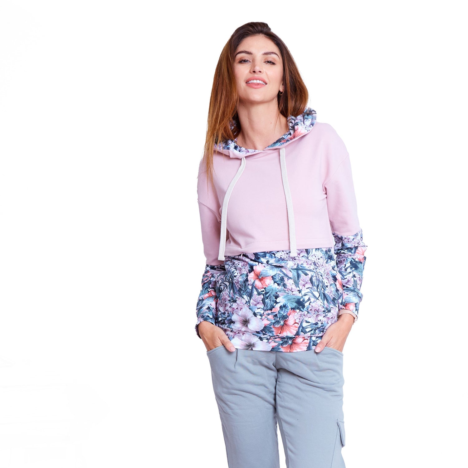 pull de grossesse en coton floral chic parfait pour l'allaitement