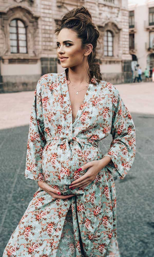 robe de grossesse kimono bleu très belle parfait pour allaitement