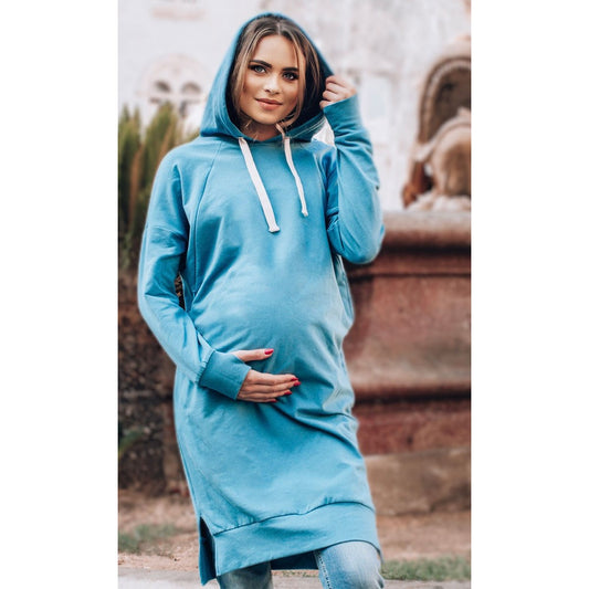 tunique bleu grossesse et allaitement en coton